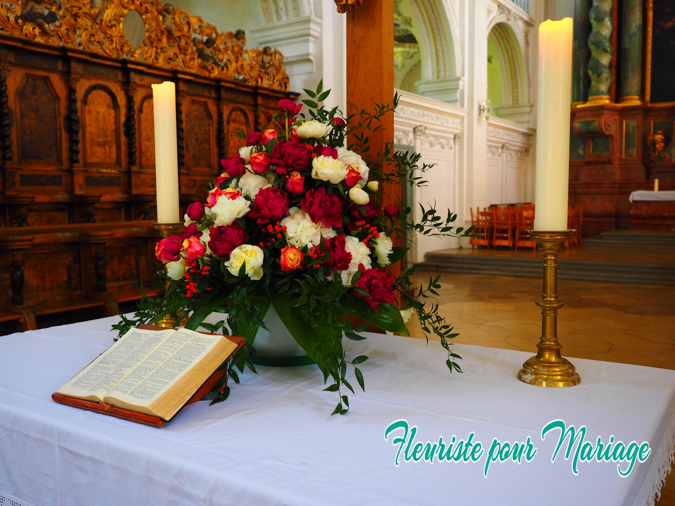 DÉCORATION FLORALE MARIAGE EGLISE DE BIOT - FLEURISTE MARIAGE BIOT - FLEURS MARIAGE BIOT